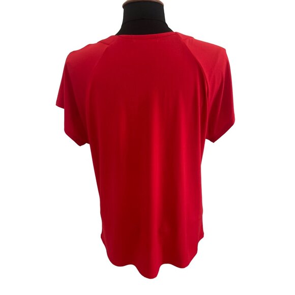 Cure Womens Red Top with Silver Ring Accents Short Sleeves, Size Medium - Picture 3 of 8